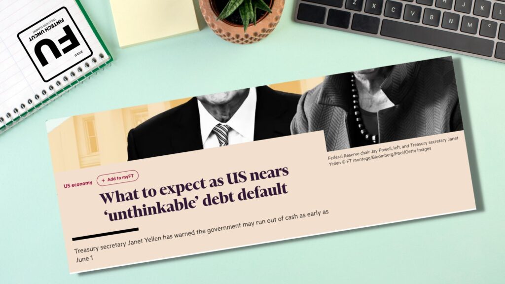 Fintech Uncut EP23 cover showing headline USA debt default