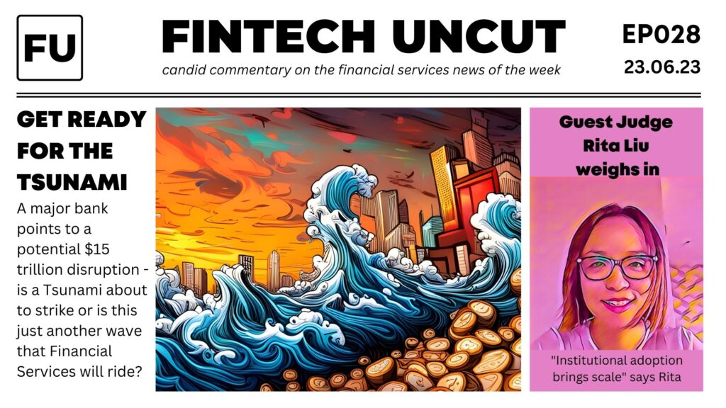Cover image for Fintech Uncut EP028 showing a wave of crypto crashing on the shores